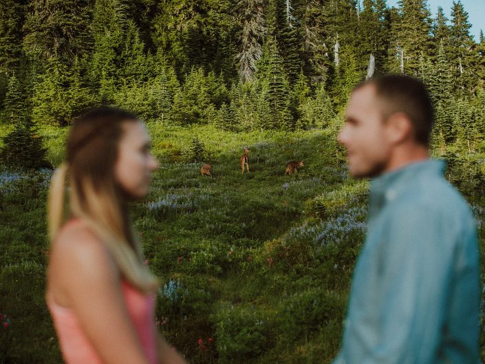 blurry couple with deer
